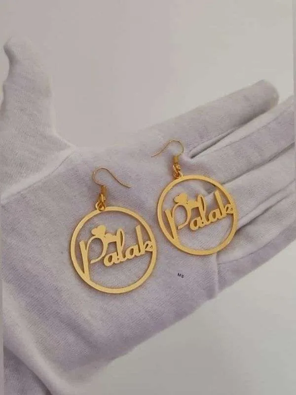 Circle Name Earrings